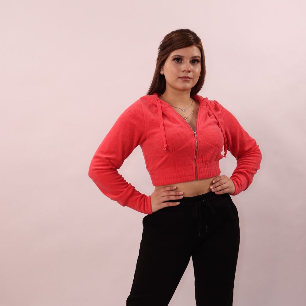 Red Terry Cloth Zip Up